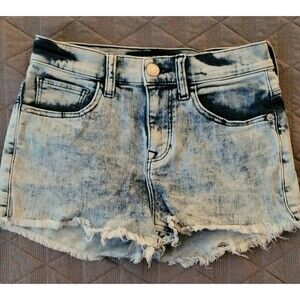 Express Acid Wash Jean Shorts Distress Denim Pockets Womens Size 2